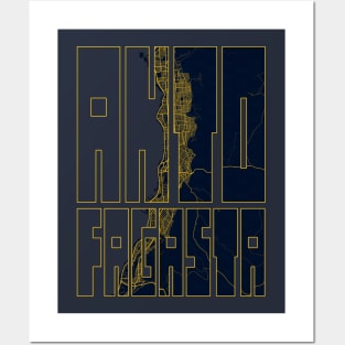 Antofagasta, Chile City Map Typography - Gold Art Deco Posters and Art